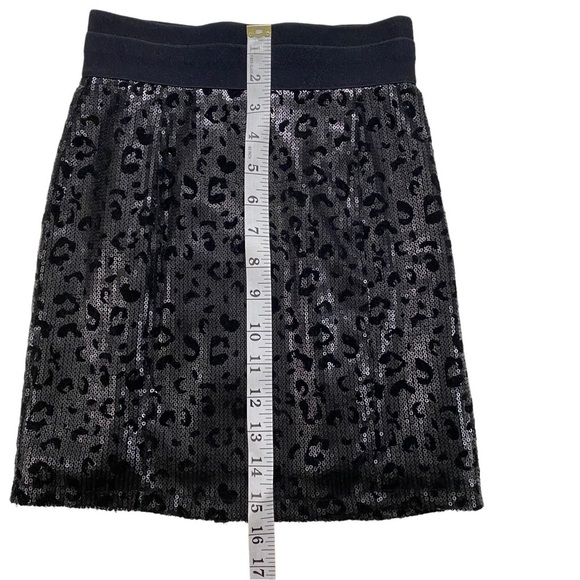 Guess Los Angeles Women Black Silver Sequin Leopard Chetah Full Zip Skirt Sz XS - Picture 4 of 7